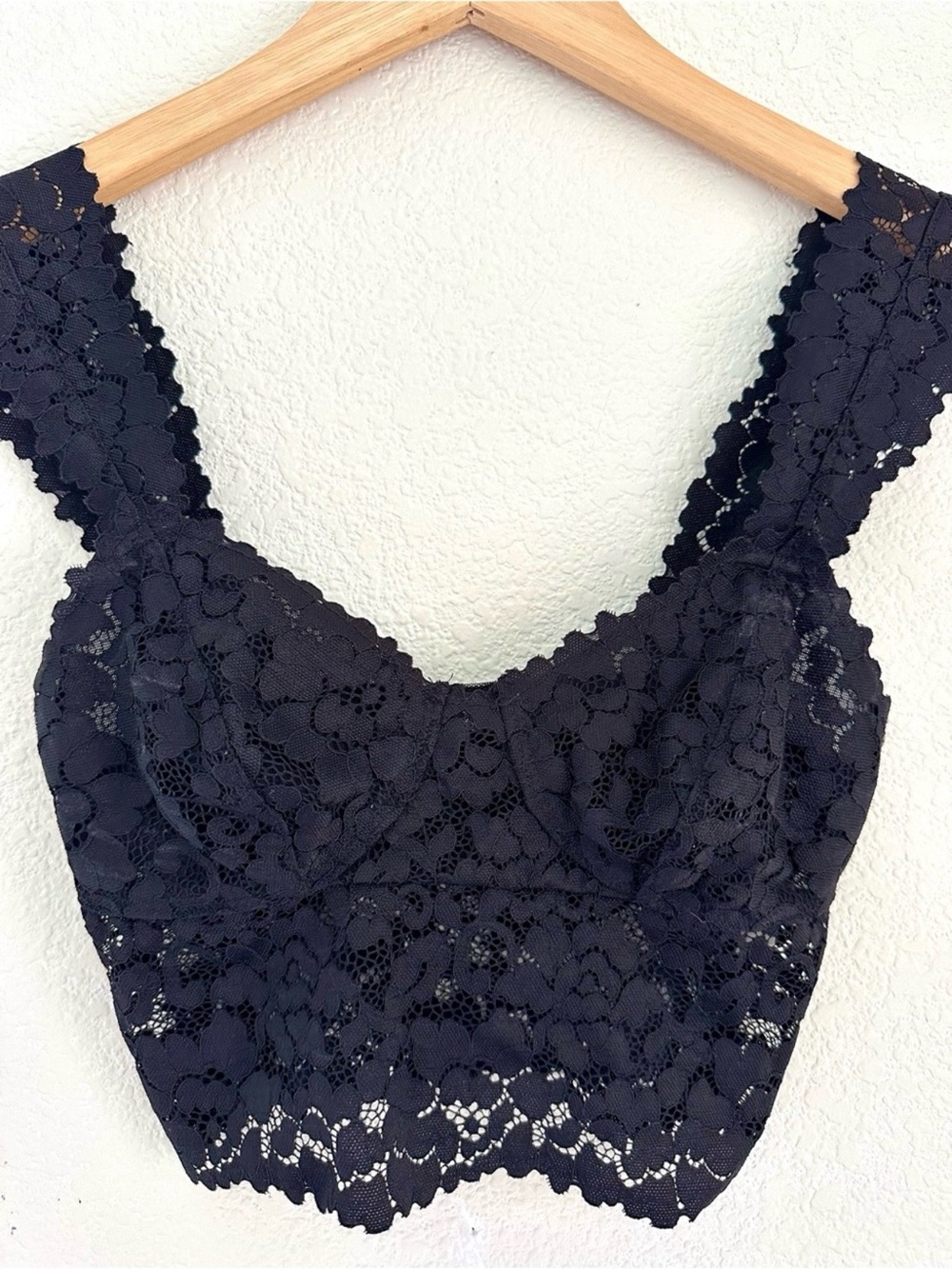 Free People Intimately Black Lace Longline Bralette Crop Top XS/S